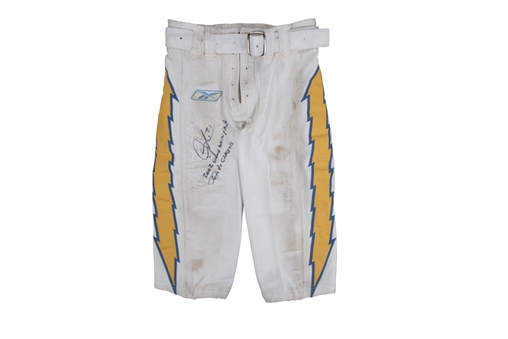 2002 LaDainian Tomlinson Game Used, Signed & Inscribed San Diego Chargers White Pants (PSA/DNA) 